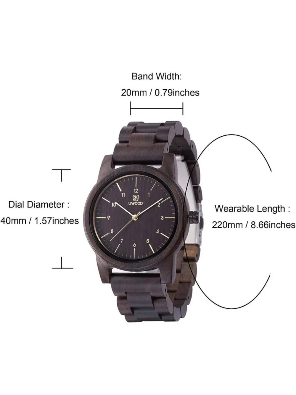 Men's Black Analog Unisex Natural Handmade Adjustable Waterproof Wooden Watch